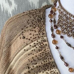 Ralph Lauren Vintage Knit Southwestern Beaded Indian Blanket Poncho Tunic